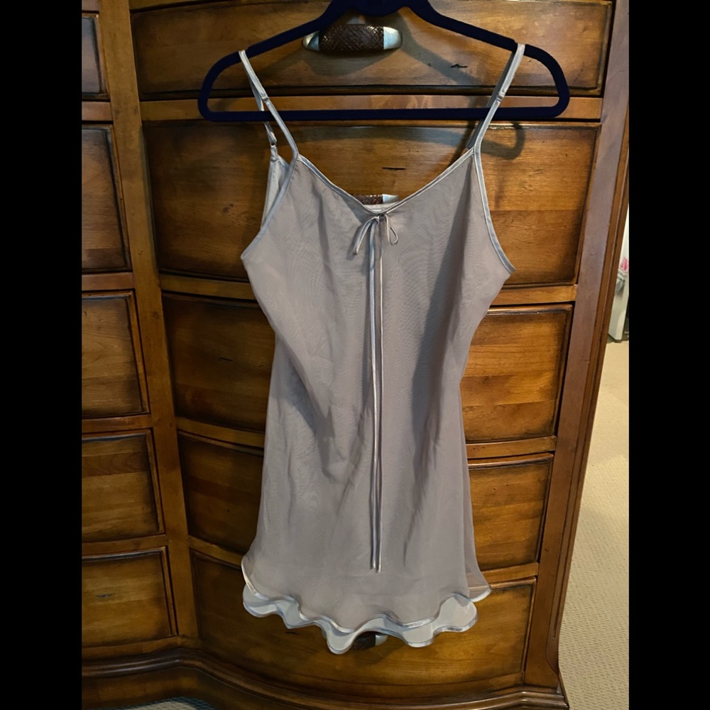 Sheer Beige Chemise Lingerie w Adjustable Straps